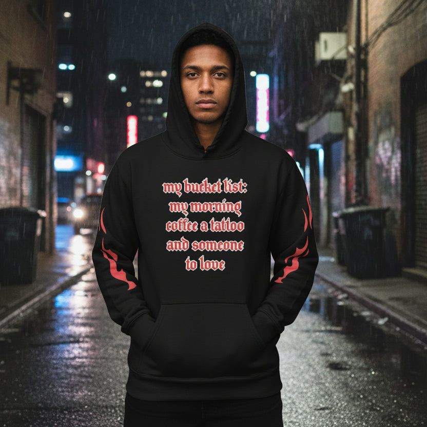 • black urban hoodie streetwear front view
• black hoodie premium heavyweight fabric detail