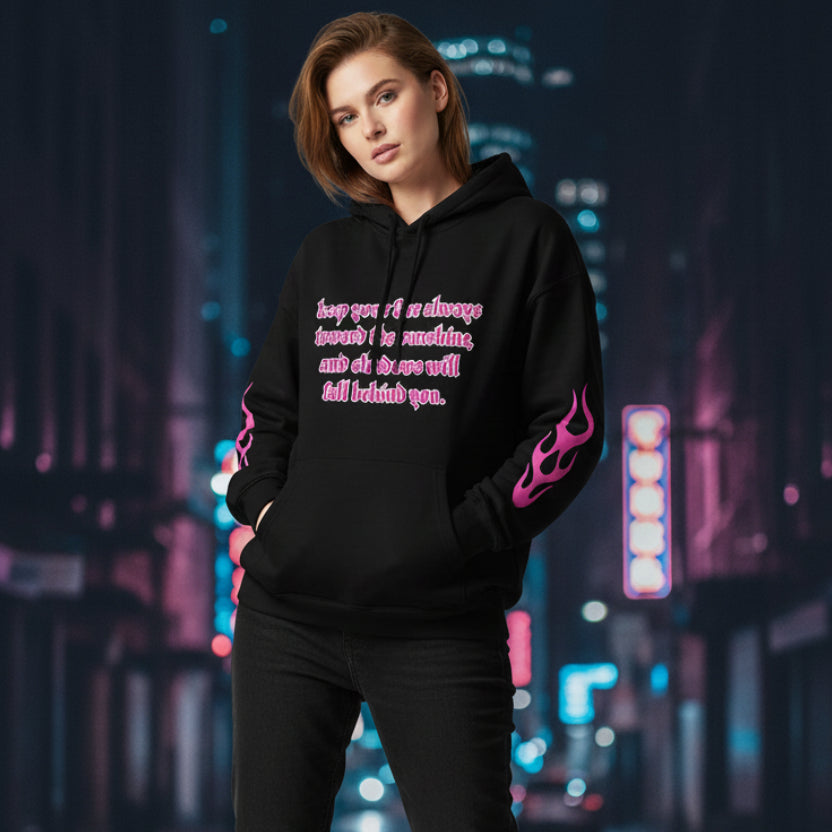 • black urban hoodie streetwear front view
• black hoodie premium heavyweight fabric detail