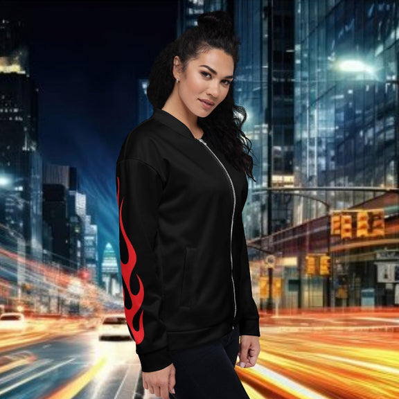 Premium printed bomber jacket oversized streetwear black front