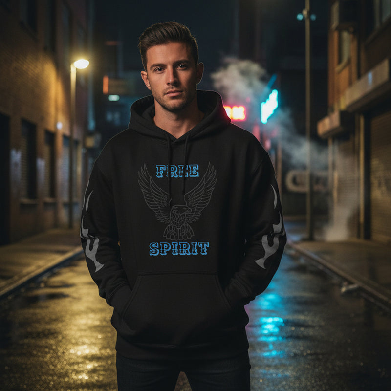• black urban hoodie streetwear front view
• black hoodie premium heavyweight fabric detail
