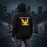 • urban streetwear hoodie black back print
• black hoodie oversized fit street style
