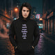 • black urban hoodie streetwear front view
• black hoodie premium heavyweight fabric detail
