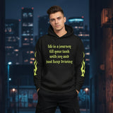 • black urban hoodie streetwear front view
• black hoodie premium heavyweight fabric detail
