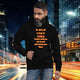 premium printed Urban Hoodie oversized Streetwear style black front