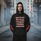 Oversized streetwear Hoodie "you will never" worn by a model in an urban setting, emphasizing individuality and confidence.